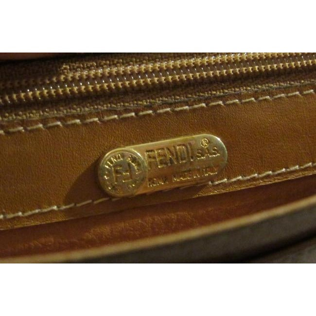 Fendi Brown And Black Thin Striped Coated Canvas And Camel Leather Xl Vintage Wallet