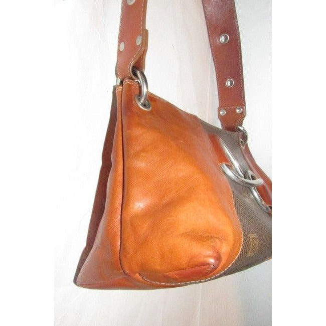 Pursesdesigner Purses Chestnut Brown Leather And Logo Print Coated Canvas In Shades Of Brown Hobo Ba