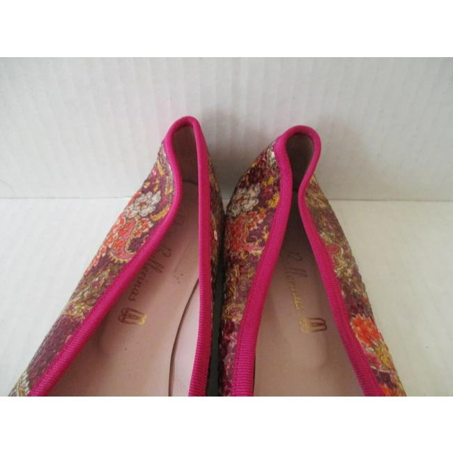 Magenta Orange Pretty Ballerinas Sequin Floral Design Made In Spain Flats Size Us