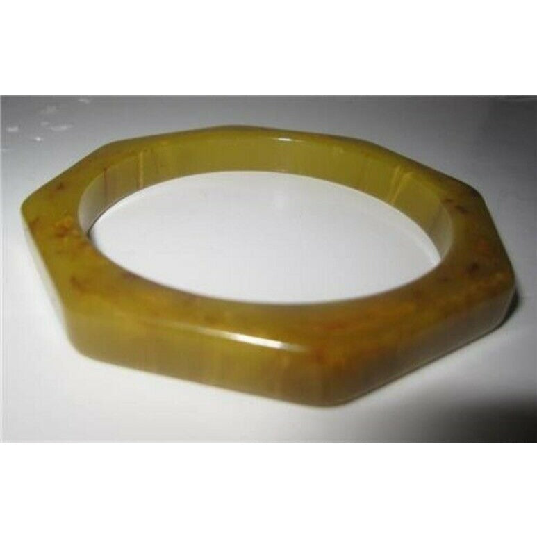 RARE Carved Octagonal Vintage Art Deco Era Peanut Butter Bakelite Bangle