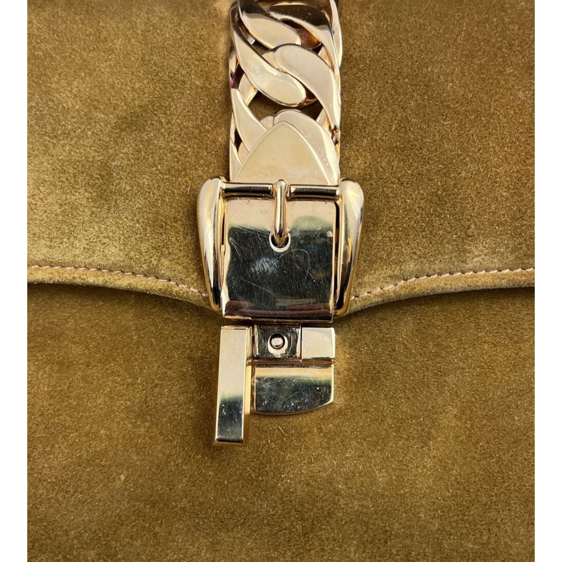 RARE, Gucci, 1975 Sylvie yellow leather & suede, shoulder bag with an adjustable strap, a bold gold zipper accent & clasp, & original box