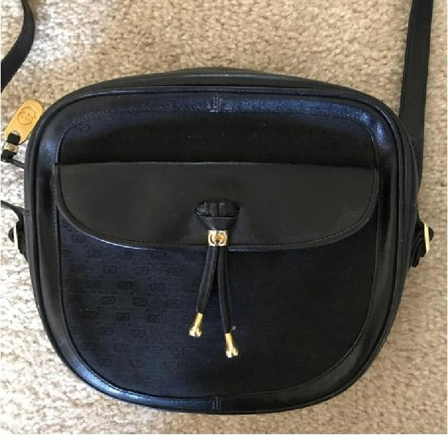 Gucci Marrakech Early Cross Body Or Shoulder Purses Black Small G Logo Print On Black Coated Canvas