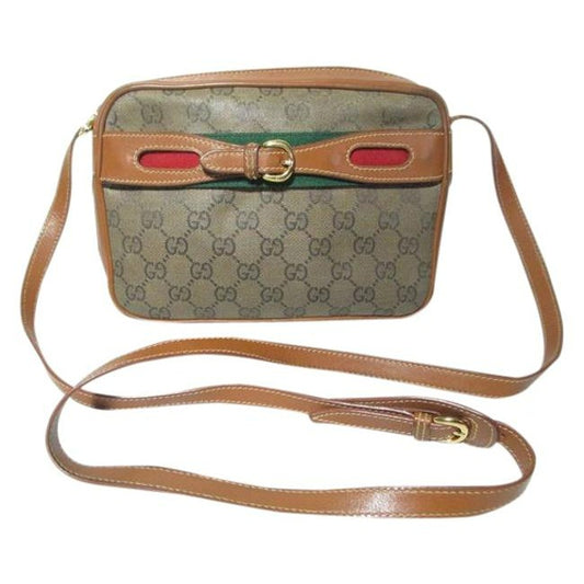 Gucci Supreme W Guccissima Print Removable Red Green Stripe Accents Brown And Gg Leather Hobo