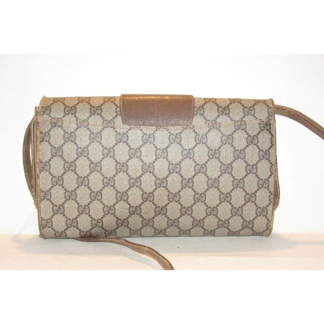 Gucci Horsebit Vintage Accessory Collection Two Way Brown Gg Canvas Bag