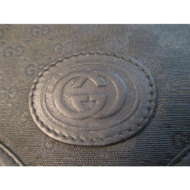 Gucci Vintage Black G Small Logo Print Coated Canvas And Black Leather