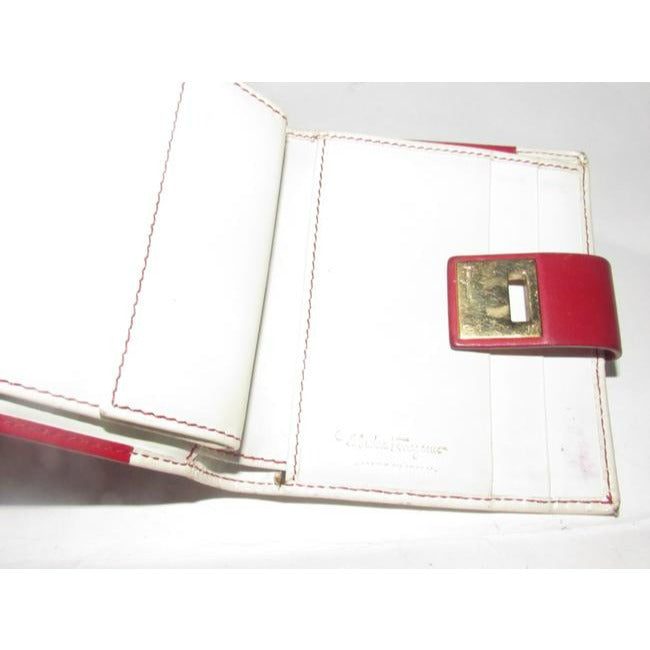 Salvatore Ferragamo Red And White Leather Vintage Wallet