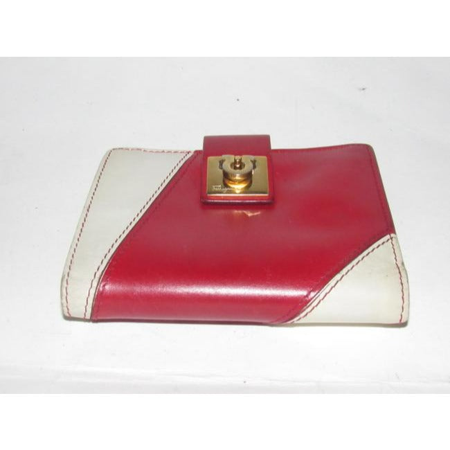 Salvatore Ferragamo Red And White Leather Vintage Wallet