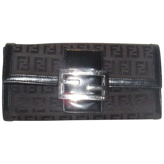 Fendi Black Zucchino Print Xl Wallet