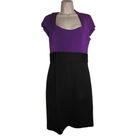 Max And Cleo Purple Black Color Block Mid Length Dress
