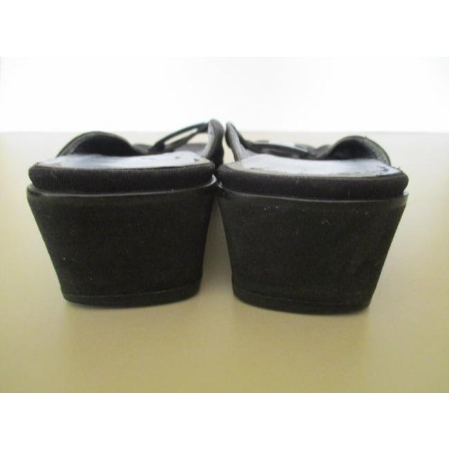 Salvatore Ferragamo Black Boutique Fabric Square Open Toe Mulesslides Size Us