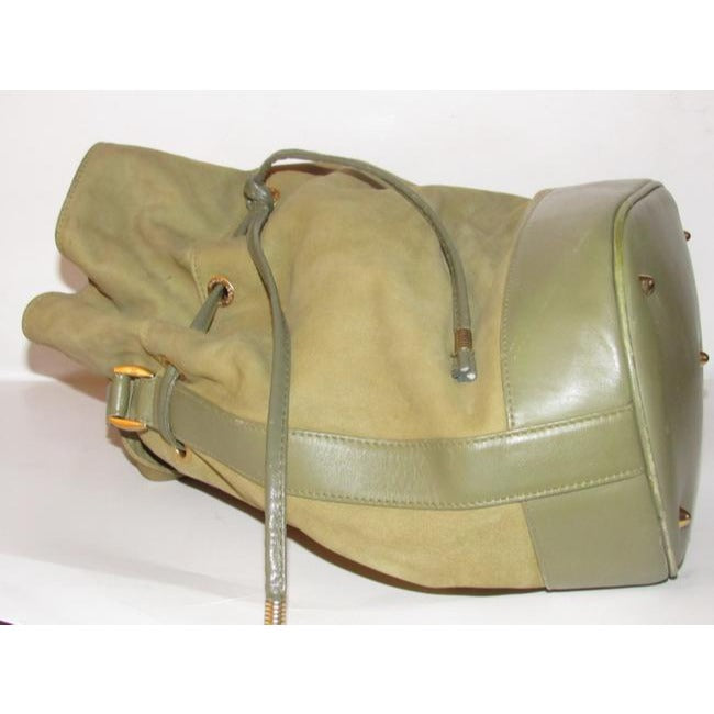 Gucci Vintage Pursesdesigner Purses Aloe Green Suede And Leather With Gold Accents Satchel