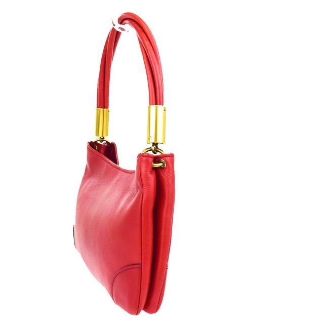 Gucci Vintage Pursesdesigner Purses Red Leather With Bold Gold Accents Satchel