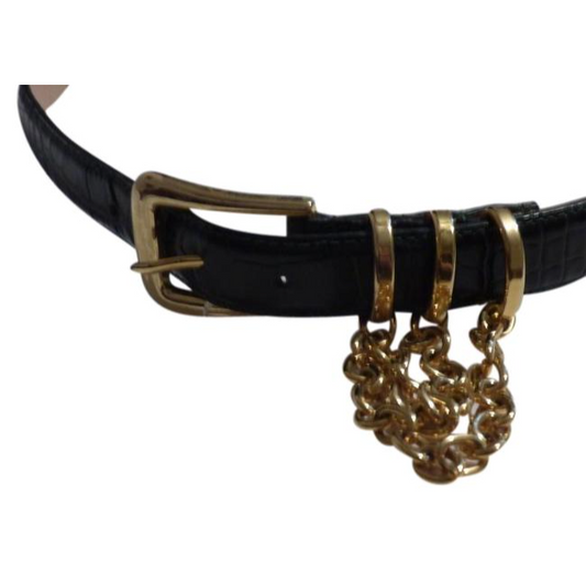 Doncaster Spruce Crocodile Leather With Gold Buckle With Chains Vintage Beltdesigner Belt