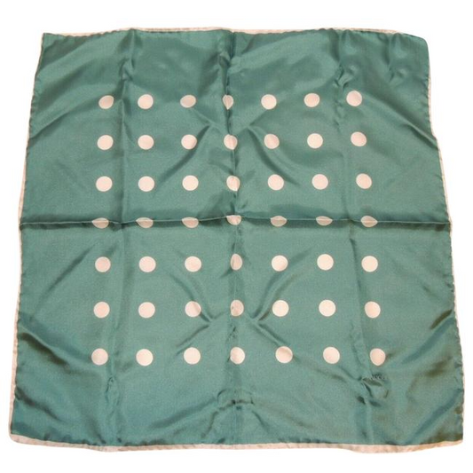 Gucci Teal White Polka Dot Silk Abstract Print Scarf