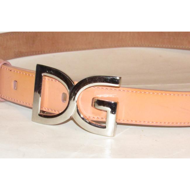 Dolce And Gabbana Pink Leatherchrome Dg Buckle Belt