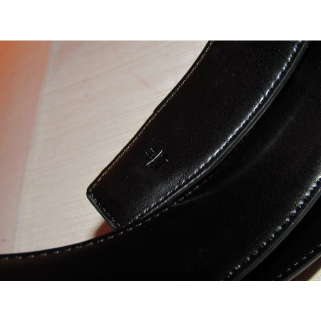 Ferragamo Black/Brown Leather W Gancini Buckle