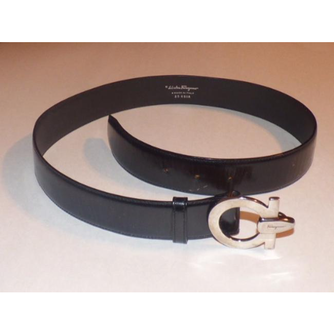 Salvatore Ferragamo Black Leather Vintage Belt