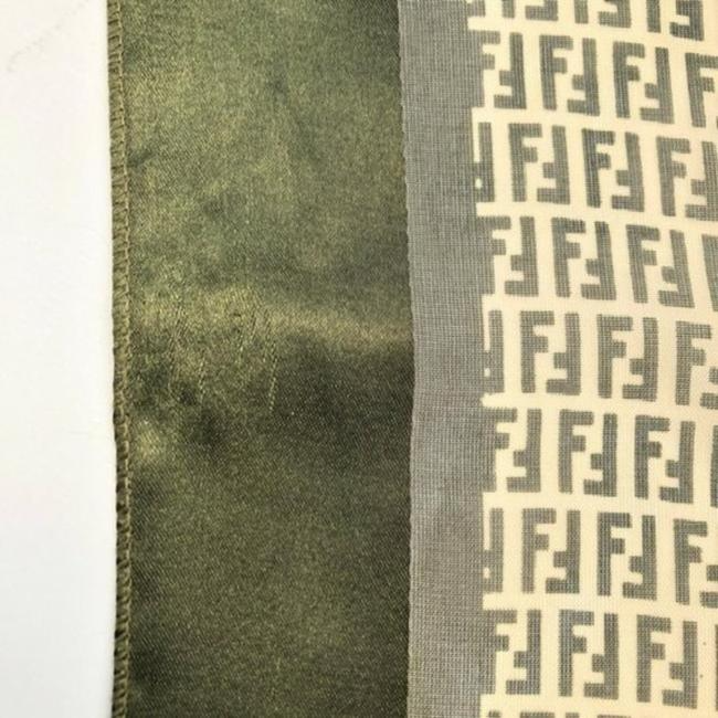 Fendi Green Olive Zucchino Logo Print Scarf