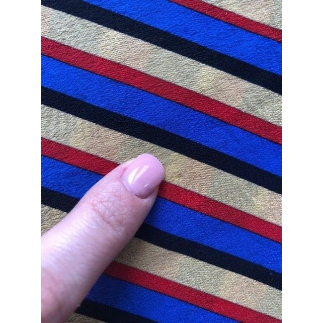 Dior Blue Gold Red Black Stripe Silk Scarf