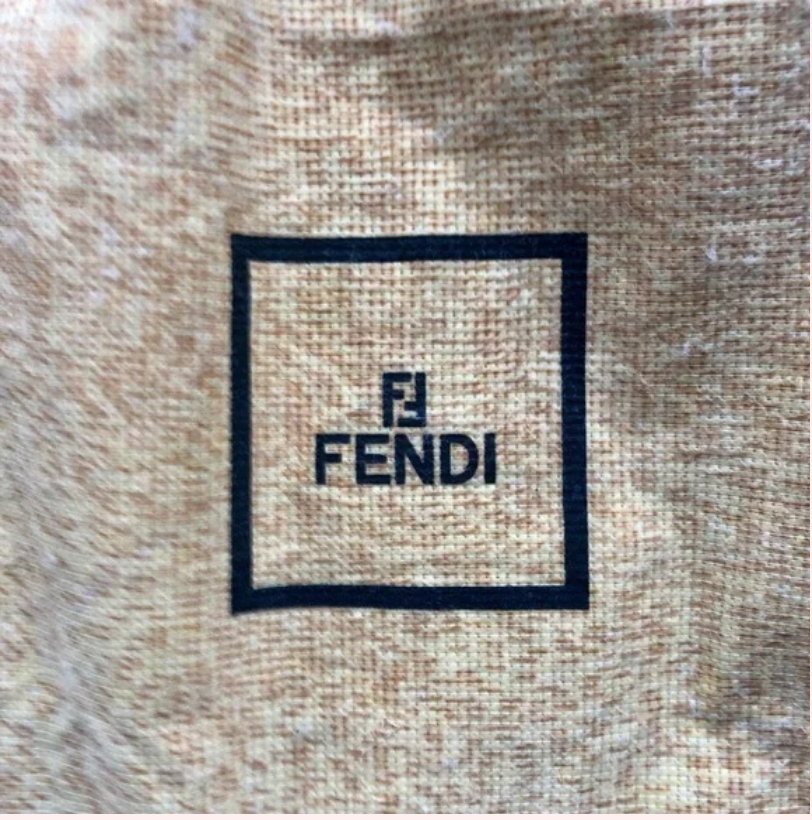 Limited Edition Fendi abstract orange & pink print silk & leather double flap top baguette 2K/2.2K