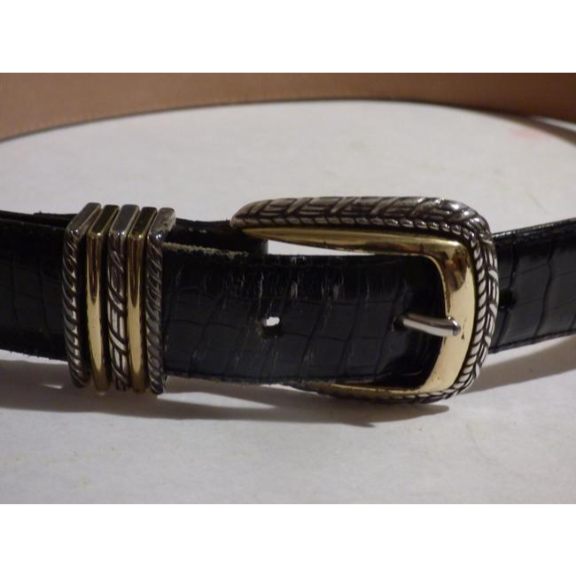 Brighton Black Or Midnight Blue Crocodile Embossed Leather Vintage Accesoriesdesigner Belt