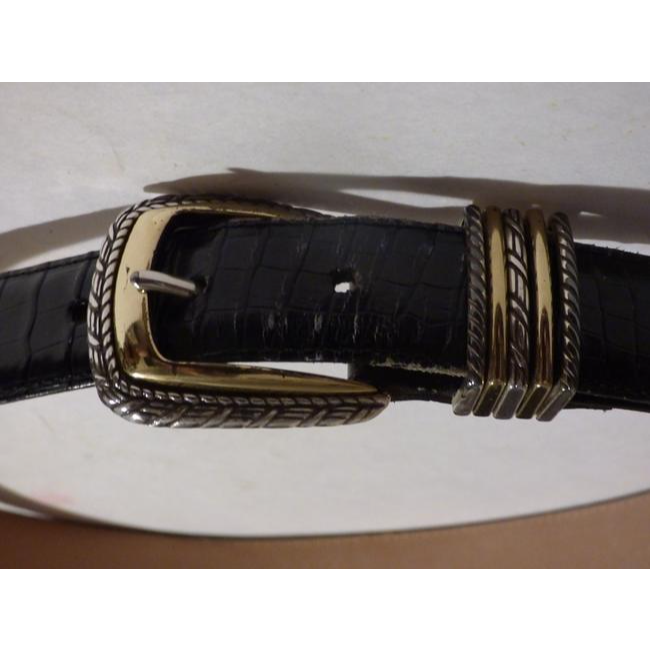 Brighton Black Or Midnight Blue Crocodile Embossed Leather Vintage Accesoriesdesigner Belt