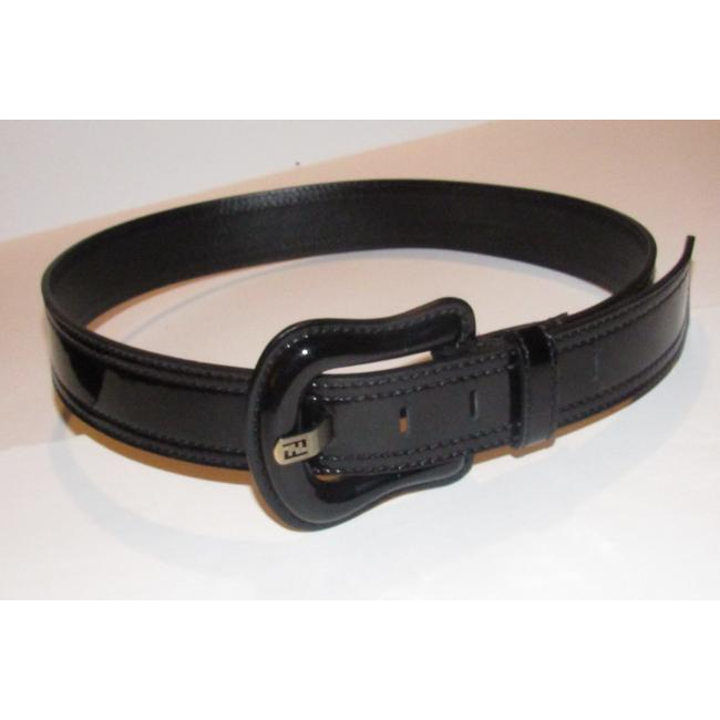 Fendi Black Patent Leather B And Buckles Belt