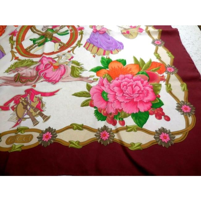 Gucci Multi Colored Floral Print Extra Large Silk Scarf