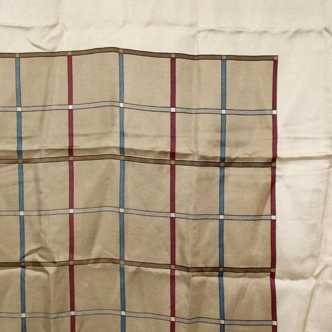 Burberry Beige Red Brown Blue Plaid Nova Check Print Silk Scarf