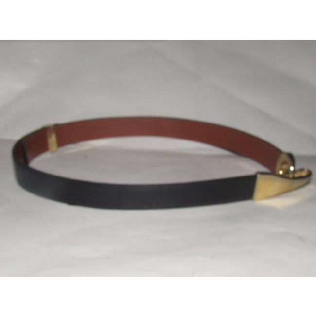 St John Glossy Black Leather Belt w Gold Horse-bit