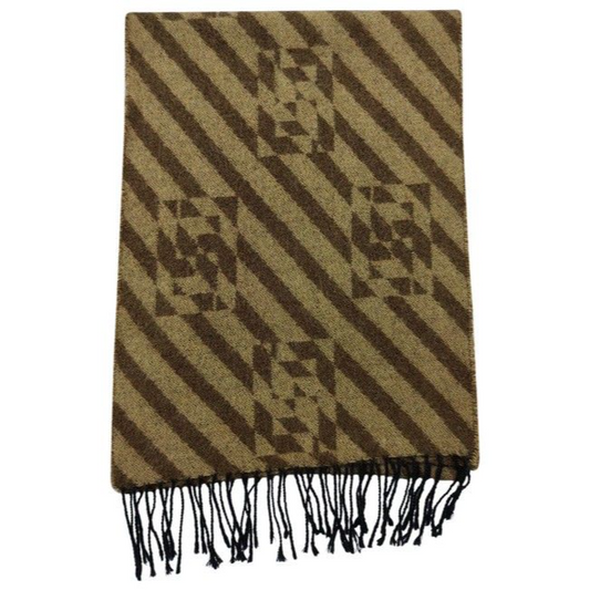 Fendi Zucca Print In Browns Logo Wool Angora Scarf