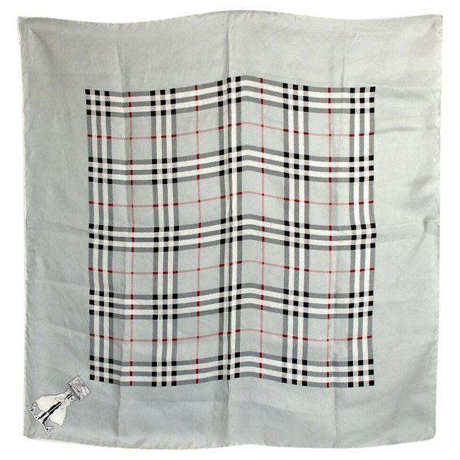 Burberry Bluered Nova Check Plaid Print Silk Scarfwrap