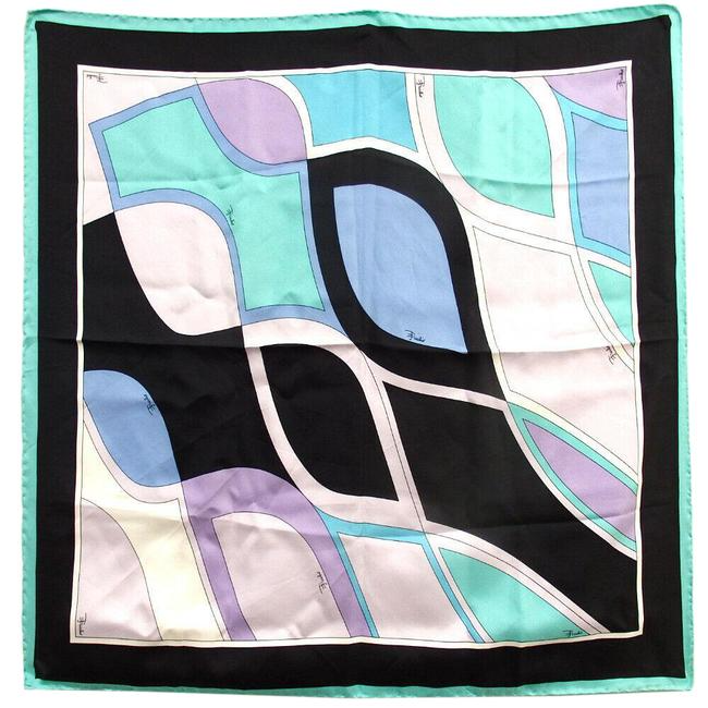 Emilio Pucci Purple Aqua Black Print Scarf